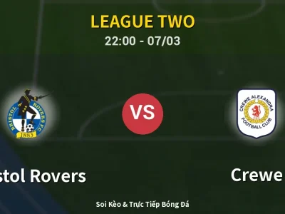 Soi Kèo Bristol Rovers vs Crewe – 22:00 07/03 | Nhận Định, Dự Đoán Tỷ Số