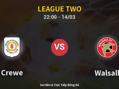 🔴 Trực Tiếp: Crewe 0-1 Walsall – Link Xem League Two (Full HD)