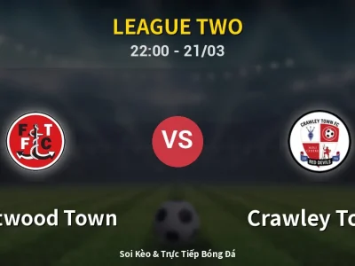 Soi Kèo Fleetwood Town vs Crawley Town – 22:00 21/03 | Nhận Định, Dự Đoán Tỷ Số