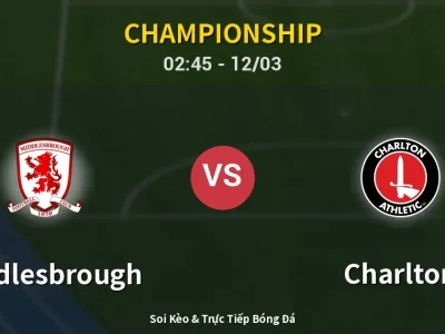 Kết Quả: Middlesbrough 0-1 Charlton – Highlight & Bàn Thắng | Championship