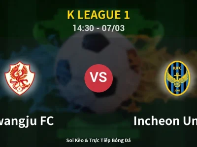 🔴 Trực Tiếp: Gwangju FC 1-1 Incheon United – Link Xem K League 1 (Full HD)